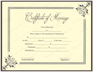 marriage certificate template marriage certificate template word