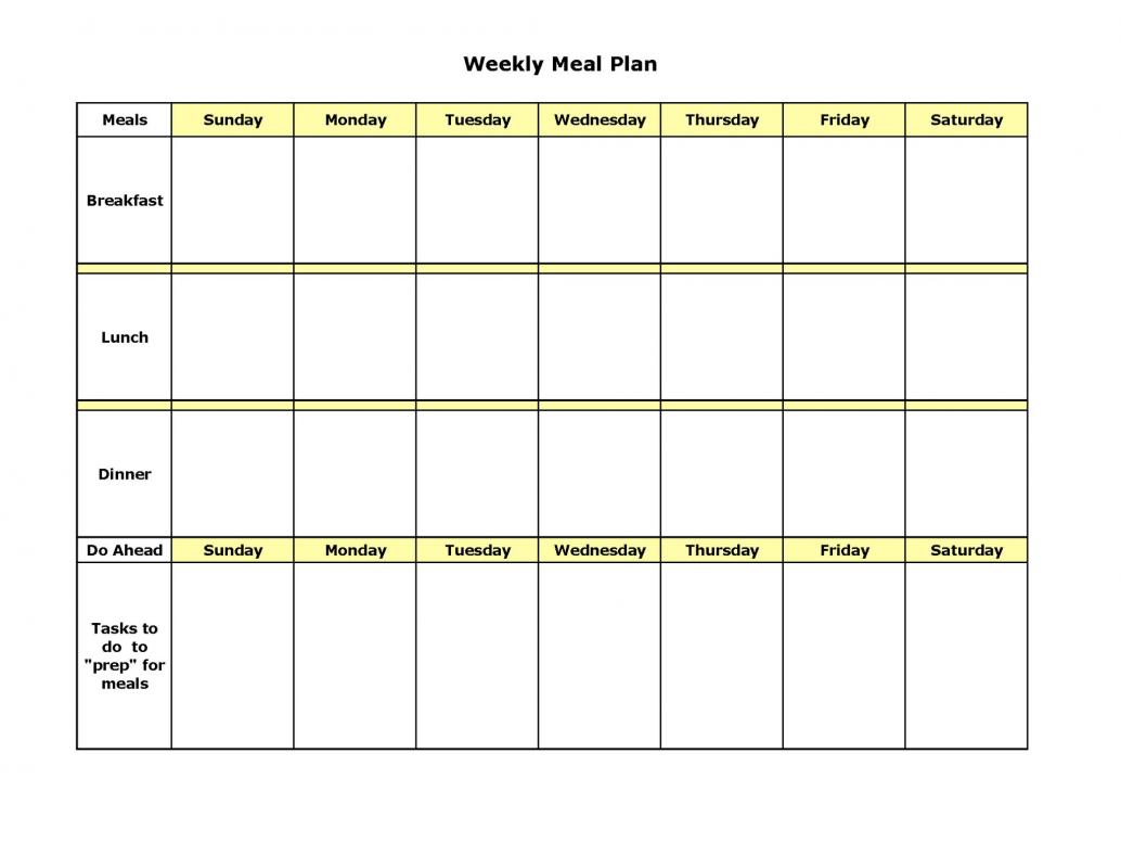 meal calendar template