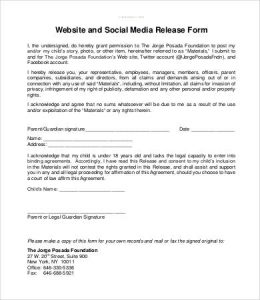 media release form social media release form template