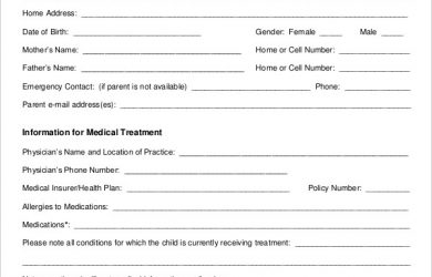 medical authorization form medical treatment authorization form