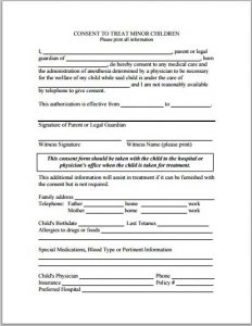 medical consent form for grandparents child consent