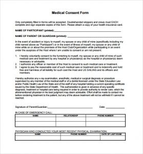 medical consent form for grandparents medical consent form template free