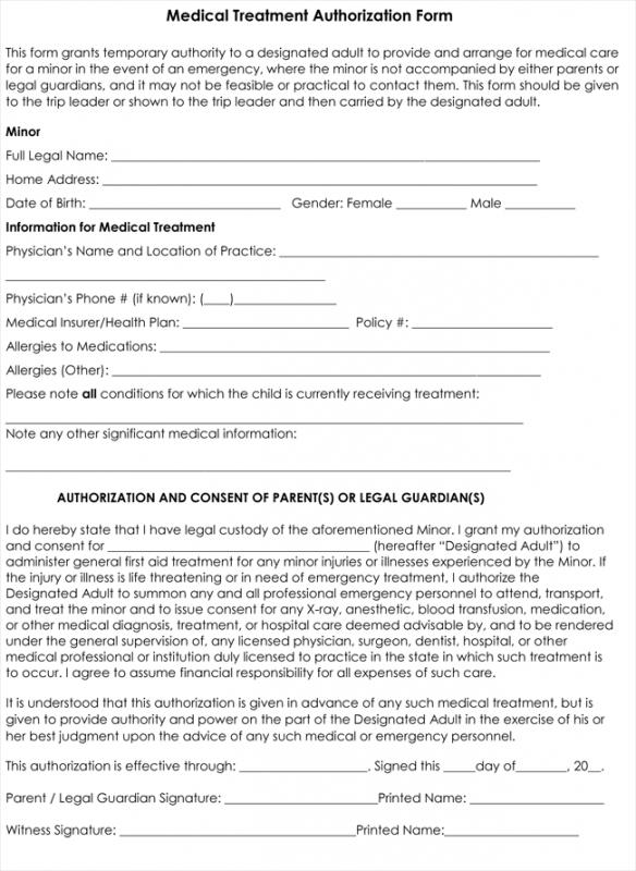 medical consent form template
