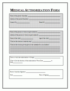 medical consent form template medical authorization form