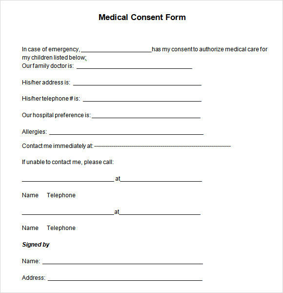 medical consent form template