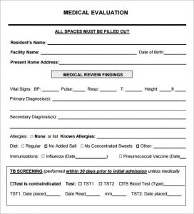 medical form templates medical evaluation form template
