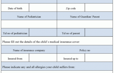 medical release form for child child medical release form