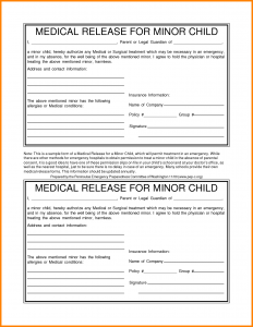 medical release form for child sample medical release form for children