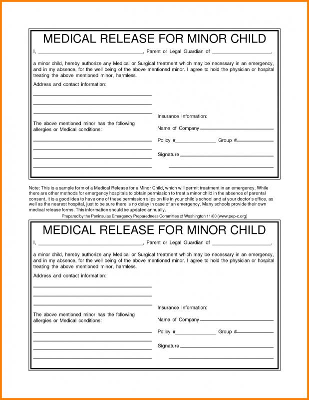 medical release form for child