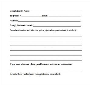 medical release forms patient complaint report form