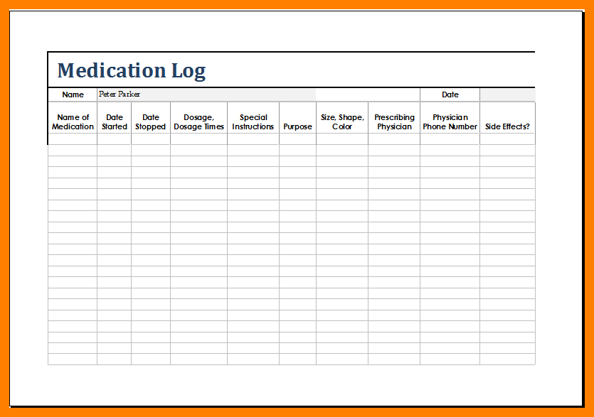 medication list template