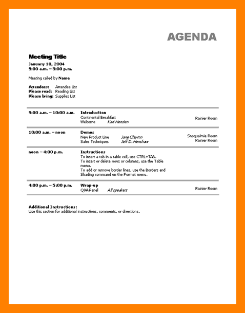 meeting agenda templates