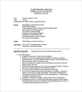 meeting minutes examples staff meeting minutes template example