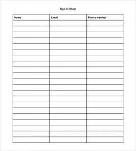 meeting sign in sheet name email phone number sign in sheet