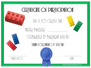 membership certificate template lego party certificates