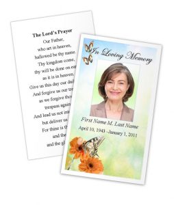memorial cards for funeral template free prayer card butterfly