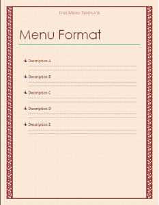 menu template free free menu template
