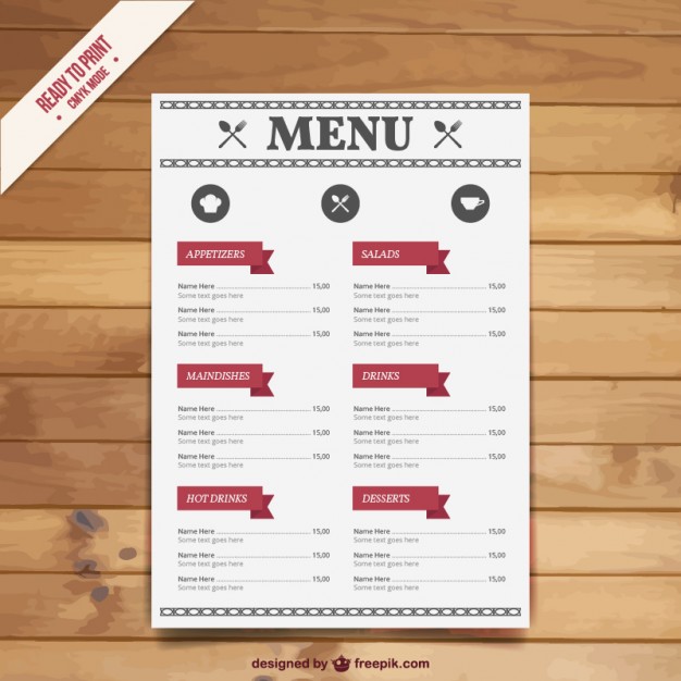 menu template free