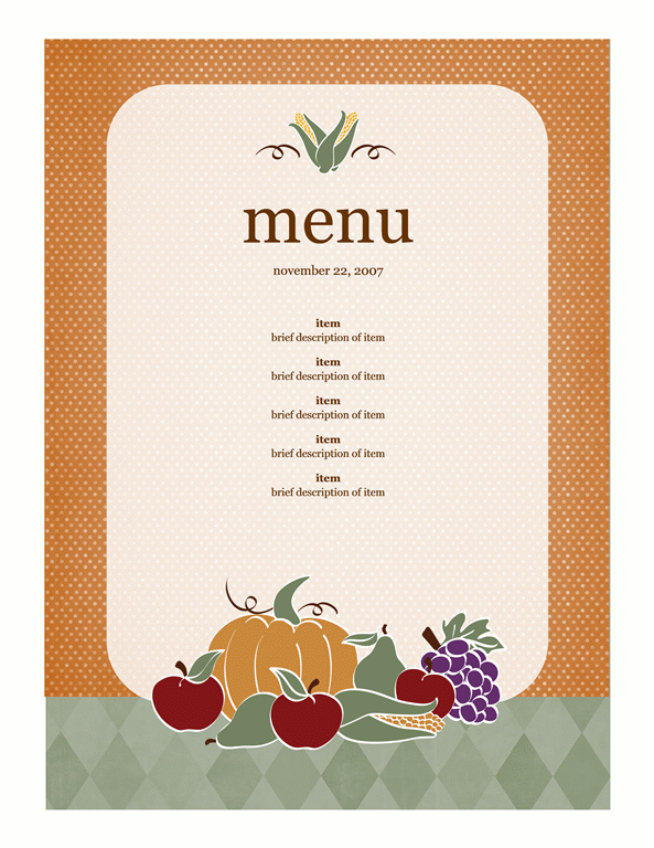 menu template word