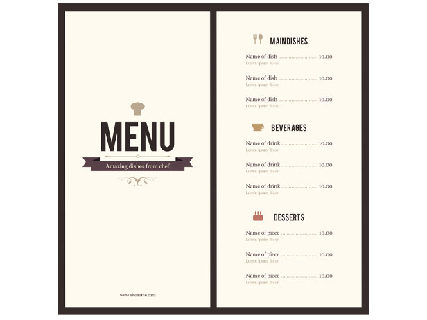 menu template word