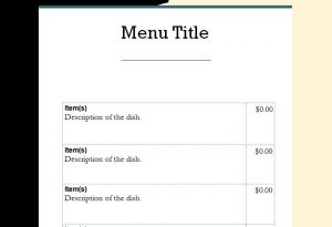 menu template word menu template word