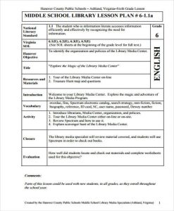 middle school lesson plan template middle school lesson plan