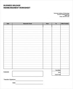 mileage reimbursement form business mileage reimbursement form