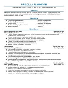 military resume template air import export agent government military professional