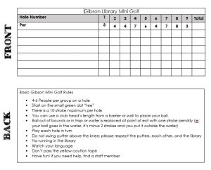 mini golf scorecard mini golf score card rules