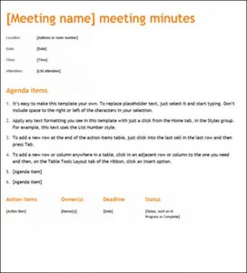 minutes of meeting meeting minutes