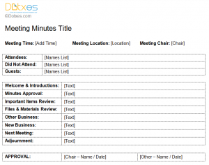 minutes of meeting standard format of meeting minutes template