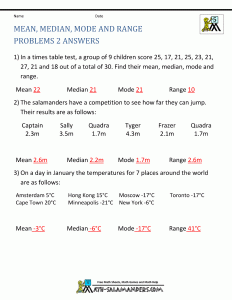 missing numbers worksheets statistics worksheets printable mean median mode range problems ans