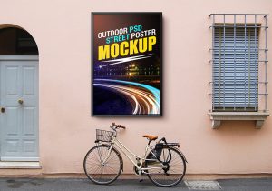 mobile app mockup outdoor street poster mockup template