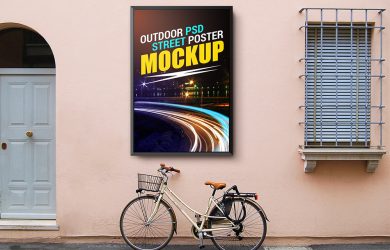 mobile app mockup outdoor street poster mockup template
