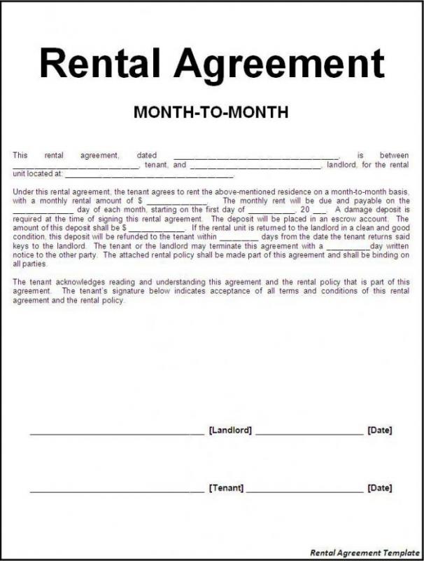 month to month rental agreement