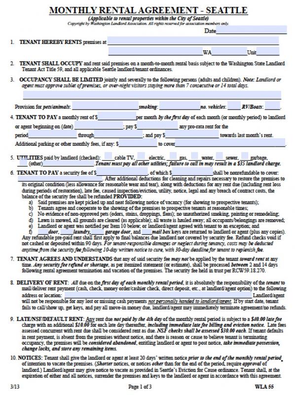 month to month rental agreement form