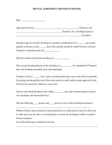 month to month rental agreement free month to month rental agreement form