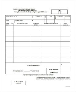 monthly expense report monthly mileage expense report form