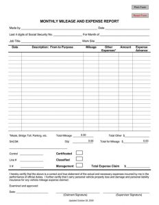 monthly expense report template monthly mileage and expense report x