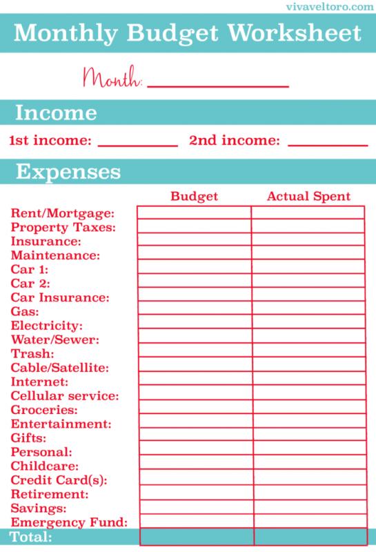 monthly expense spreadsheet