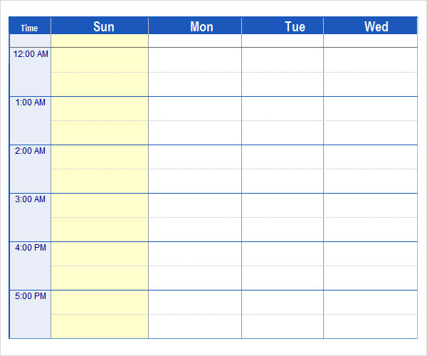 monthly schedule template excel