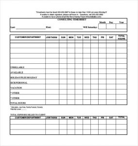 monthly timesheet template excel consulting timesheet template