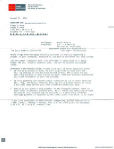mortgage promissory note debt payoff letter from wells fargo bank