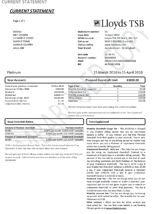 mortgage statement template