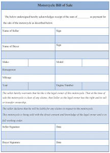 motorcycle bill of sale form motorcycle bill of sale template