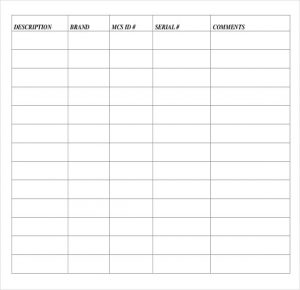 moving inventory list equipment inventory form sample template