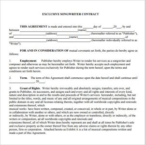 music contract template exclusive music contract template pdf download