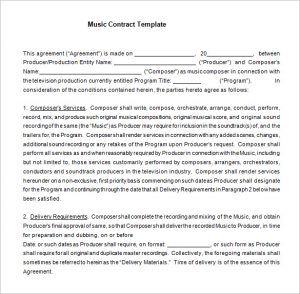 music contract template film music contract tenplate word free download