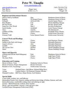 musical theatre resume template d