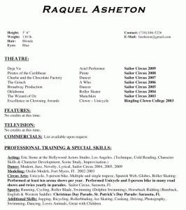musical theatre resume template raquel asheston resume template
